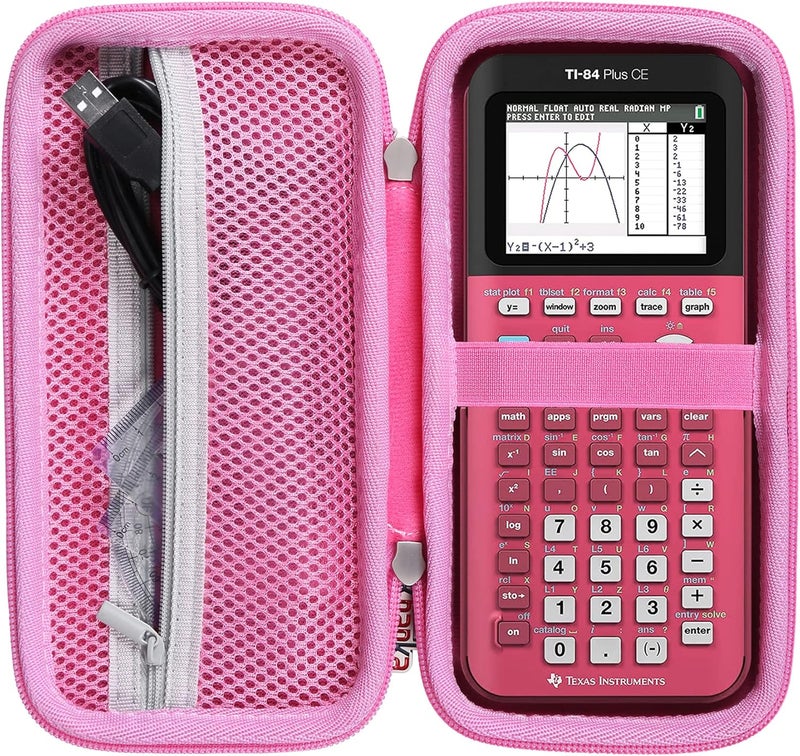 Khanka حافظة تخزين لآلة حاسبة Texas Instruments TI - 84 Python/TI-83 Plus/TI-84 Plus/TI-84 Plus CE، حافظة فقط (وردي إيجابي) - Image 1