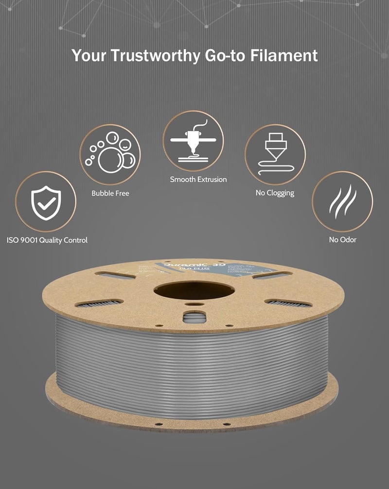 DURAMIC 3D PLA+ Filament 1.75mm 1Kg Gray, PLA Plus Filament 1Kg Spool(2.2lbs) Tougher and Stronger, Dimensional Accuracy Probability +/- 0.02mm - Image 5