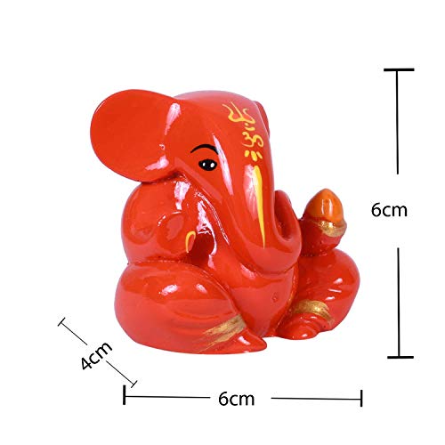 Craftam Polyresin Orange Ganesha Statue for Car Dashboard God Ganesh Murti Ganpati Idol Figurine with Double Side Tape - Image 4