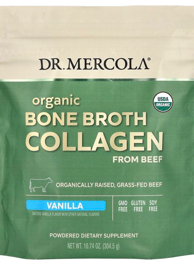Organic Bone Broth Collagen from Beef Vanilla 10.74 oz (304.5 g)