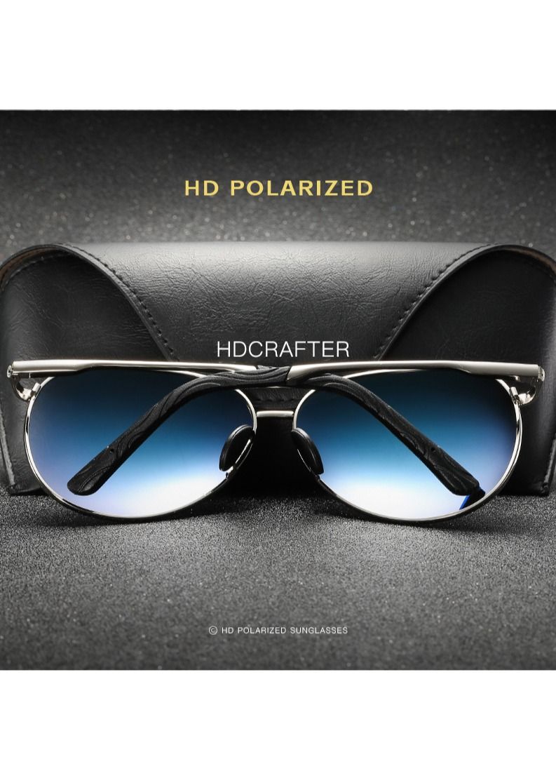 HDCRAFTER Men's Full Frame Polarized UV400 Pilot Frame Sunglasses  - Image 3