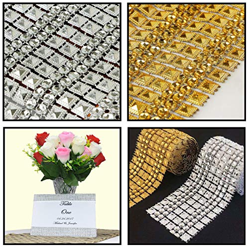 Allazone 6 Row 2 Colors 1 M Acrylic Pyramid Rhinestone Diamond Ribbon with Self Adhesive Hook and Loop Tape for Wedding Cakes, Birthday Decorations, Baby Shower and Crafts Projects by Allazone (6 PCS) - Image 5