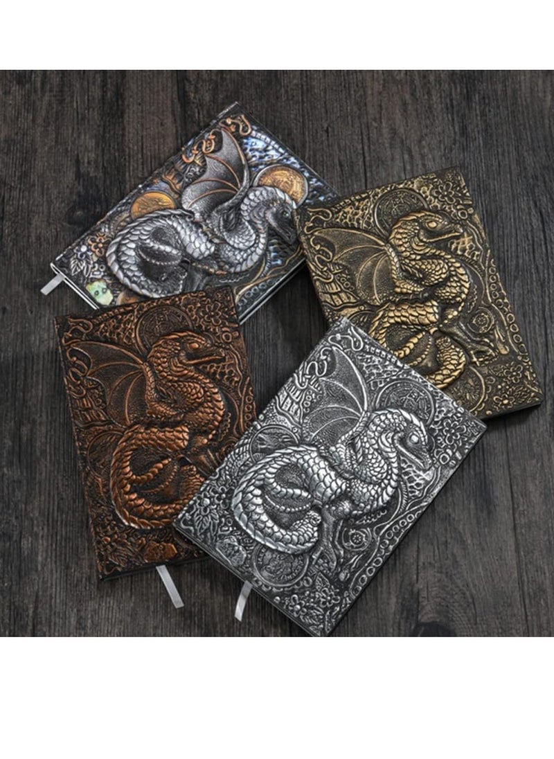 Generic Embossed Leather Journal Writing Notebook, A5 Antique Leather Journal Notebook Writing Notebook Decoration Book Retro Dragon Hardcover Diary for Women Men Gifts  - Image 5