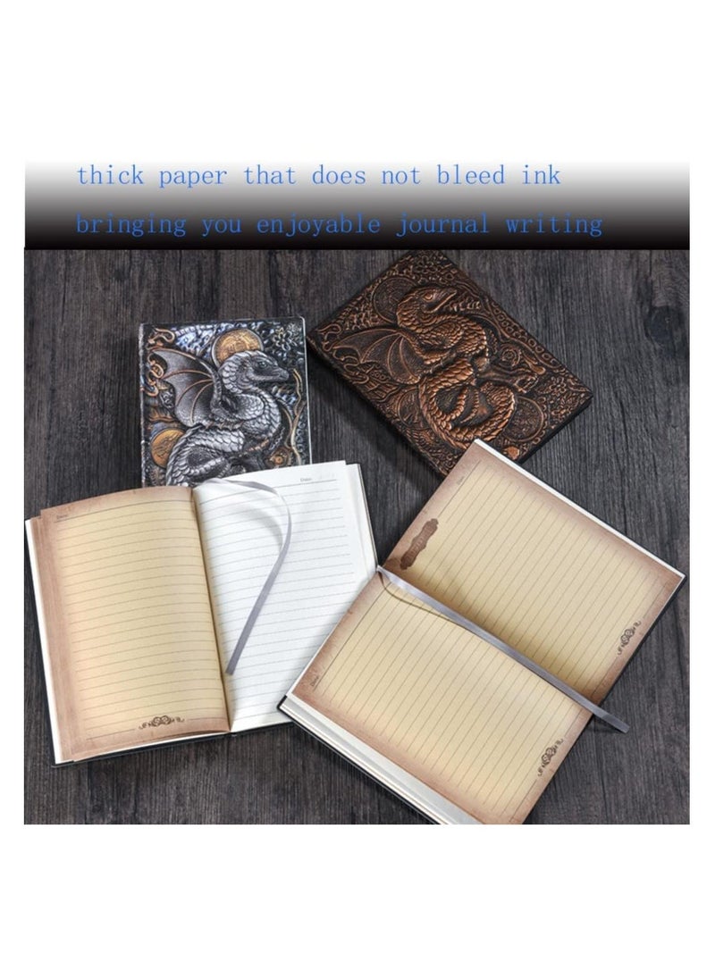 Generic Embossed Leather Journal Writing Notebook, A5 Antique Leather Journal Notebook Writing Notebook Decoration Book Retro Dragon Hardcover Diary for Women Men Gifts  - Image 3