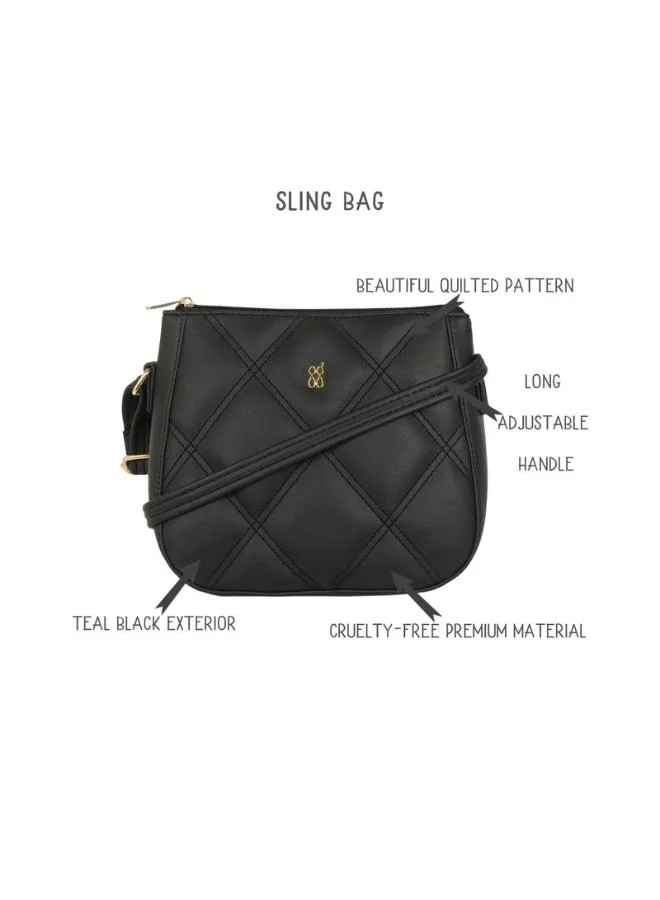 باجيت Baggit Women Black Sling Bag Small Size | Ladies Stylish Casual Cross Body Purse Handbag