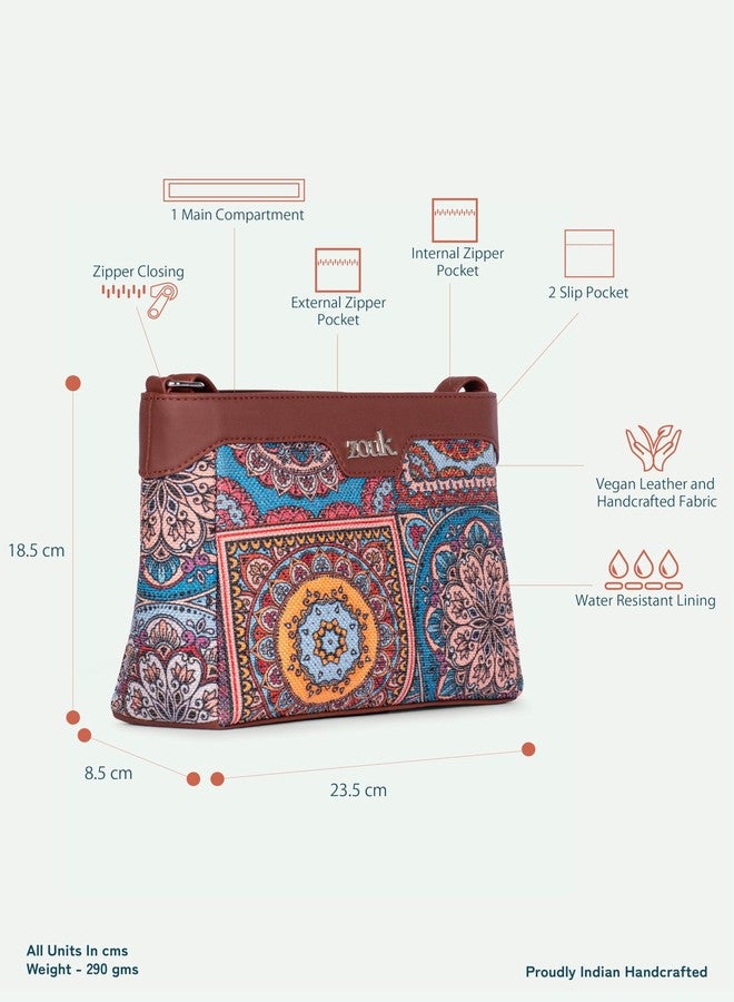 ZOUK حقيبة زوك هارموني كروس بودي | حقائب كروس بودي للنساء | حقائب يد نسائية | أنيقة | حقيبة سهرة من الجلد النباتي | مناسبة للسفر والعمل | محفظة | بنقشة بيزلي - Image 4