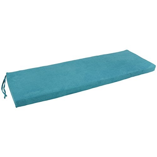 Blazing Needles Microsuede Bench Cushion, 60" x 19", Aqua Blue - Image 1
