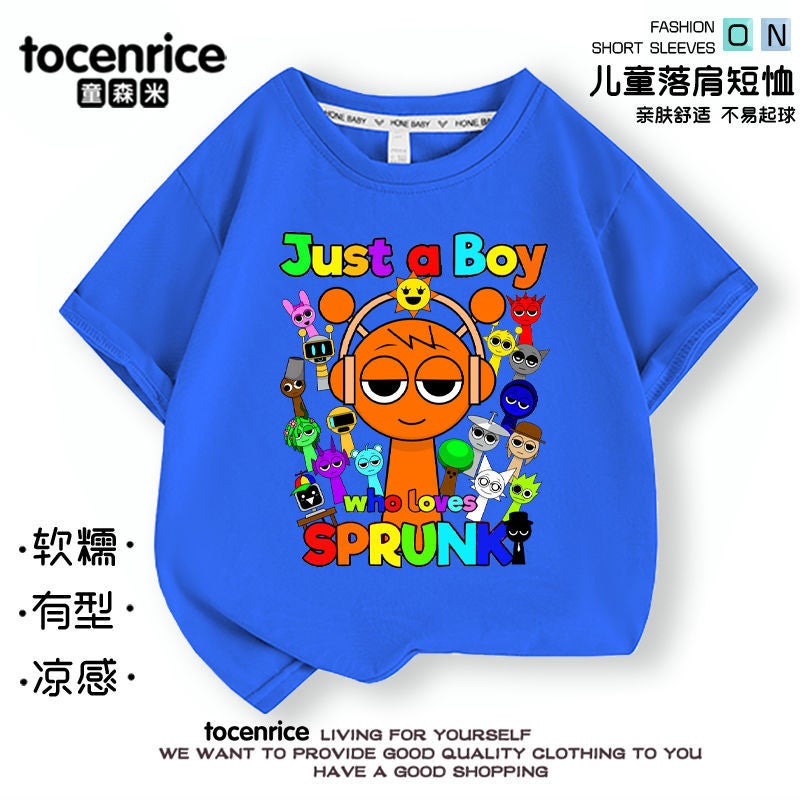 Music Rhythm Box Sprunki Children'S Short-Sleeved Trendy T-Shirt Summer Pure Cotton Big Boys And Girls Children'S Wear Top - Image 4