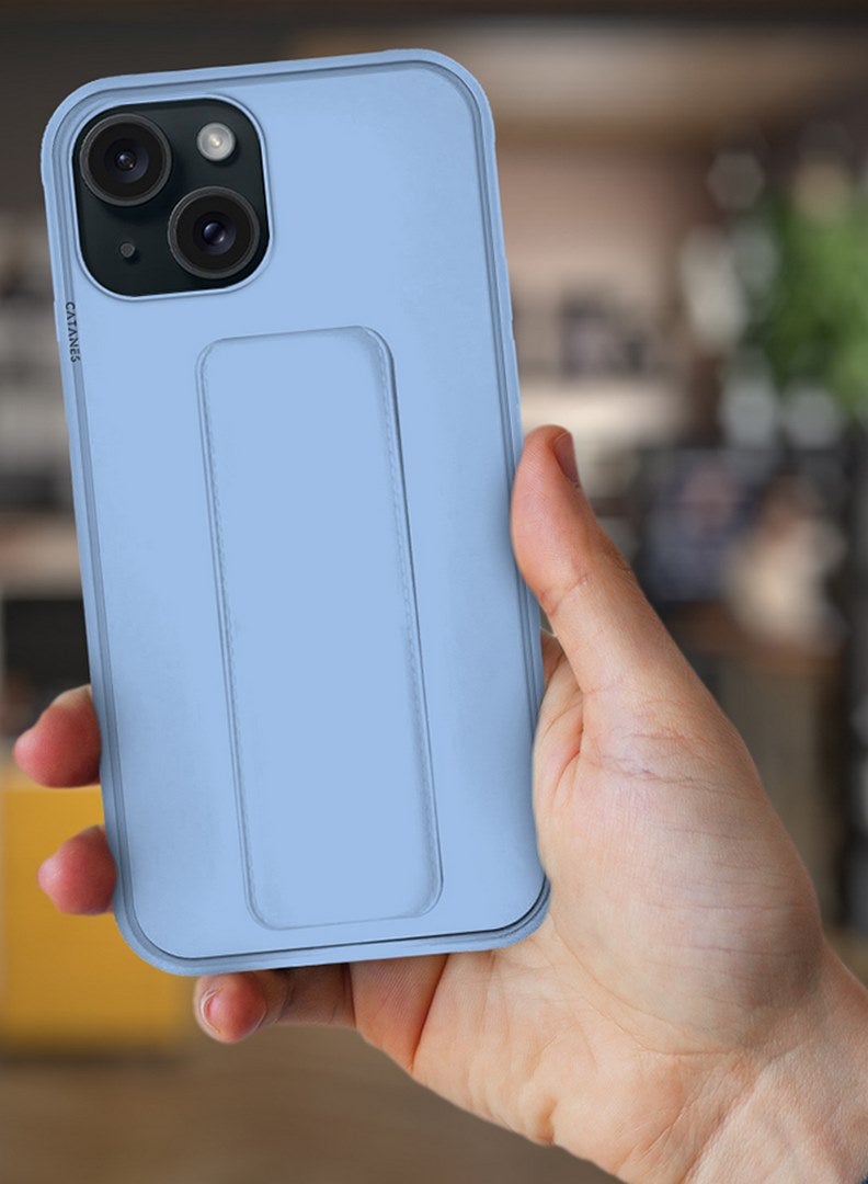 CATANES iPhone 15 Case Premium PU Leather Case with Stand Function Shockproof and Anti Scratch Finger Grip Case Cover Light Blue  - Image 2