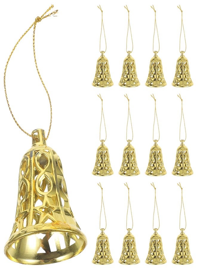 VOSCHOIX 12pcs Christmas Hanging Bells for Decoration, Plastic Gold Bell Ornaments, Christmas Bells with Ropes for Xmas Tree and Holiday Party Decor - Image 1