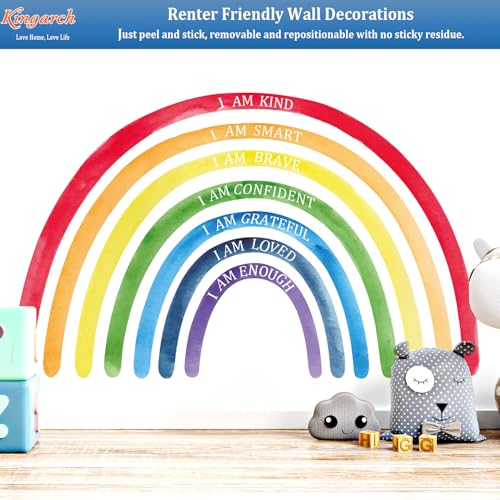 Kingarch Large Colorful Rainbow Wall Decals, Insparational Peel and Stick Fabric Nursery Wall Decor, Removable Home Room Wall Decor Murals Stickers for Kids Girls Toddler Bedroom Living Room Playroom - Image 4