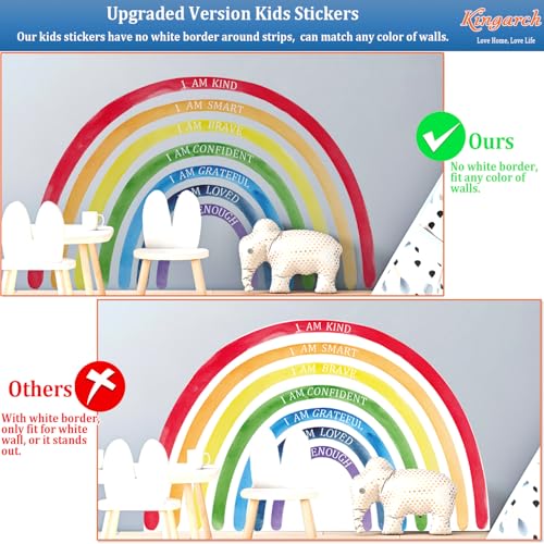 Kingarch Large Colorful Rainbow Wall Decals, Insparational Peel and Stick Fabric Nursery Wall Decor, Removable Home Room Wall Decor Murals Stickers for Kids Girls Toddler Bedroom Living Room Playroom - Image 2