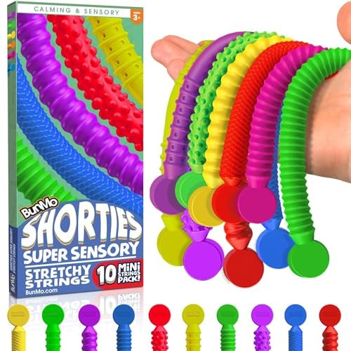 BUNMO Kids Easter Basket Stuffers Sensory Stretchy Strings for Toddlers 3 Stimulating Fidget Toys for Toddlers Easter Basket Stuffers for Kids NonMouthable 3 Mini Sensory 10 Pack - Image 1