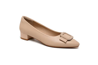 Cuple leather pump with a low block heel