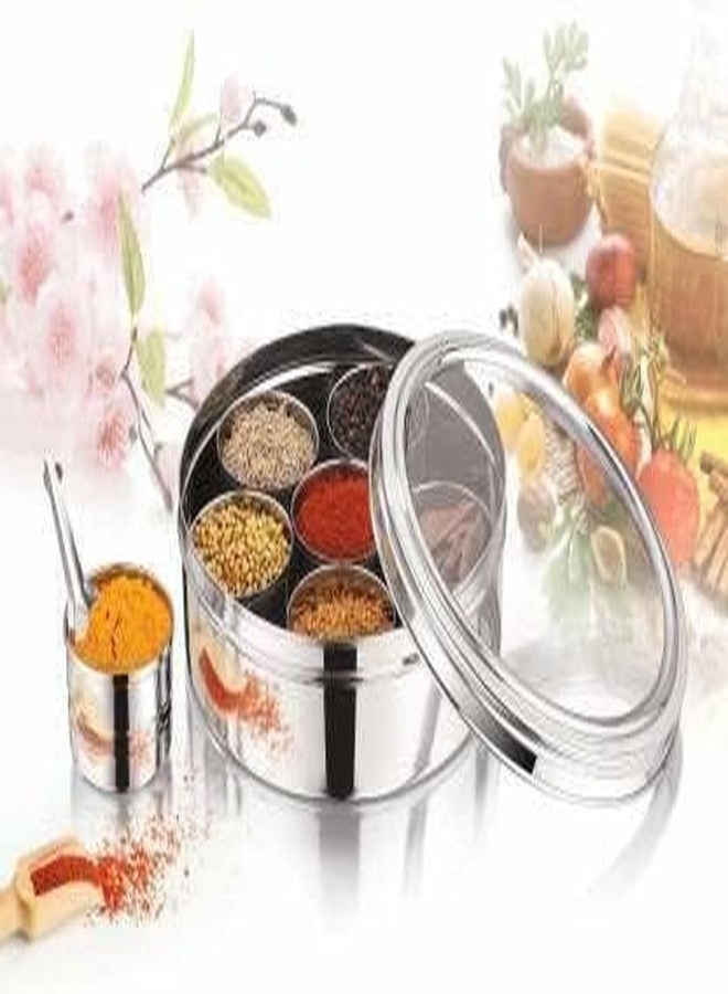 TGS Masala Box| Masala Dabba| Kitchen Containers| 7 in 1 Storage Jars| Jars & Containers| 7 Bowls & 1 Spoon| See - Through Lid| It Use For Store Spices, Dry Fruits, Mukhwas - Image 5