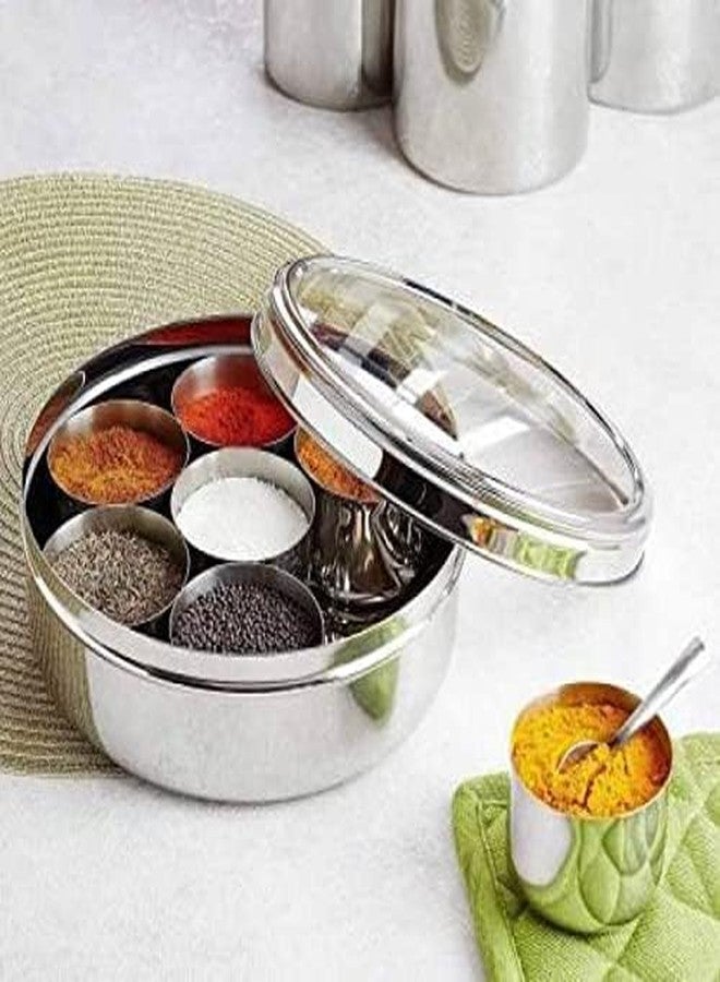 TGS Masala Box| Masala Dabba| Kitchen Containers| 7 in 1 Storage Jars| Jars & Containers| 7 Bowls & 1 Spoon| See - Through Lid| It Use For Store Spices, Dry Fruits, Mukhwas - Image 2