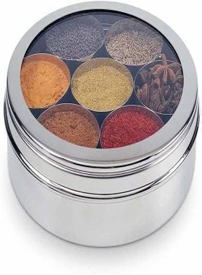 TGS Masala Box| Masala Dabba| Kitchen Containers| 7 in 1 Storage Jars| Jars & Containers| 7 Bowls & 1 Spoon| See - Through Lid| It Use For Store Spices, Dry Fruits, Mukhwas - Image 1