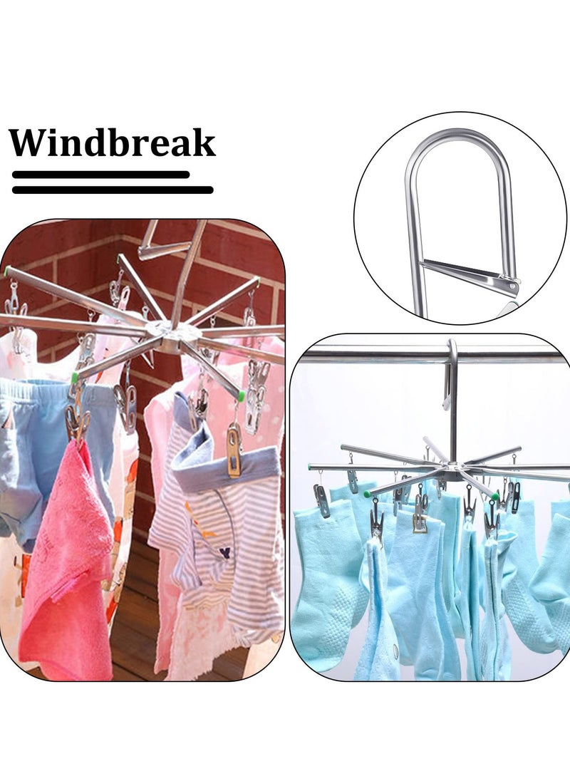 Generic - Stainless Steel Sock Dryer with 16 Pegs and Swivel Hook - Rustproof Clothes Drying Hanger for Underwear, Socks, Bras, Baby Clothes, and Gloves - Windproof Design - Image 1