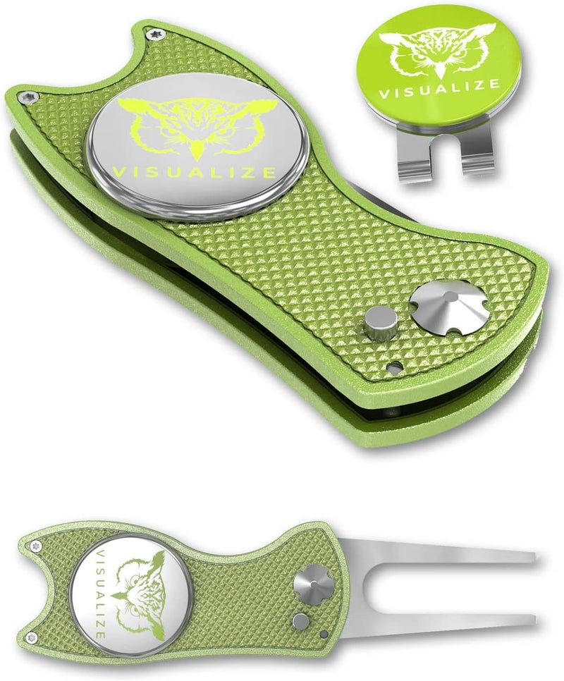 VISUALIZE Store Elite Switchblade Golf Divot Repair Tool Set with Ball Marker - Sturdy Anodized Aluminum - Perfect Golf Accessory Gift - Image 1