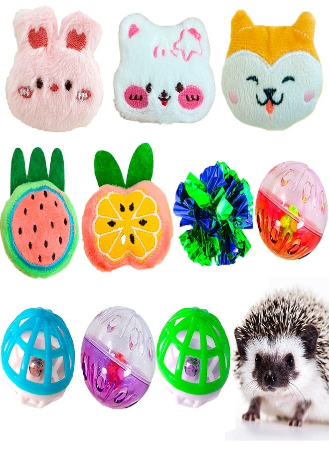 Fejapa 10 Pcs Hedgehog Pet Toys Small Animal Accessories for Hedgehogs Enrichment Toys Cage Ball Bell Toy Hedgehog Supplies Exercies Interactive Plush Toy - Image 1