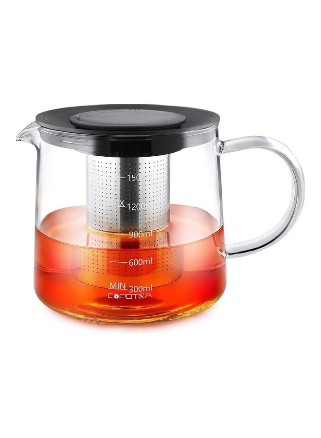 XiuWoo Glass Infuser Teapot With Lid Clear/Silver 1500ml  - Image 1