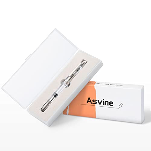 Asvine P36 Titanium Fountain Pen Clear Transparent Acrylic Piston Filling Pen, Bock Broad Nib Smooth Writing Pen Case Set - Image 5