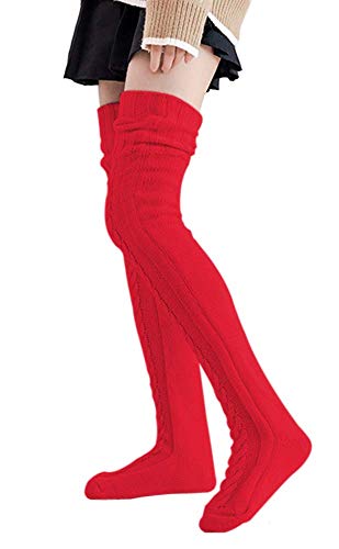 SherryDC Women's Cable Knit Thigh High Socks Winter Boot Stockings Extra Long Over Knee High Leg Warmers - Image 4