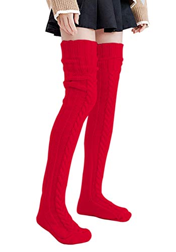 SherryDC Women's Cable Knit Thigh High Socks Winter Boot Stockings Extra Long Over Knee High Leg Warmers - Image 3