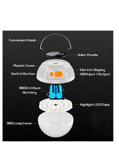 KASTWAVE LED Camping Lantern Rechargeable LED Camping Lantern Bedroom Baby Nursery Night Light, Portable Hanging Tent Light Solar Powered Emergency Lights for Camping Outdoors Reading with Hook  - Image 4