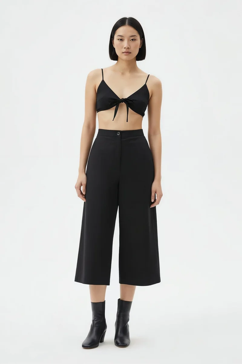 Genes Lecoanet Hemant Wide-Leg Culottes in Black Cotton Poplin
