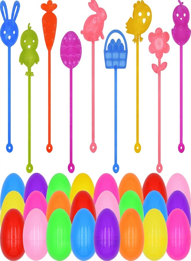 Howzcci 24 Pack Easter Sticky Hands Toys with 24 Pcs Plastic Easter Eggs, Easter Bunny Egg Chick Carrot Flower Basket Sticky Stretchy Toys for Kids Girls Boys Easter Basket Stuffers Party Favors Gifts - Image 1