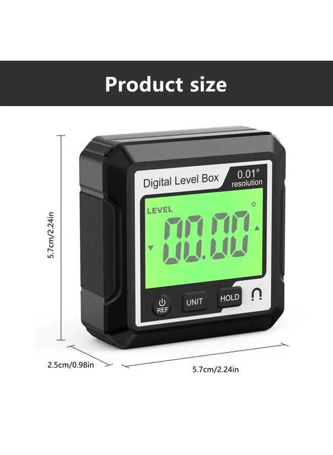 مستوى رقمي مغناطيسي بشاشة LCD مضاءة خلفياً 0.01 دقة أداة قياس الزاوية أسود - Image 1