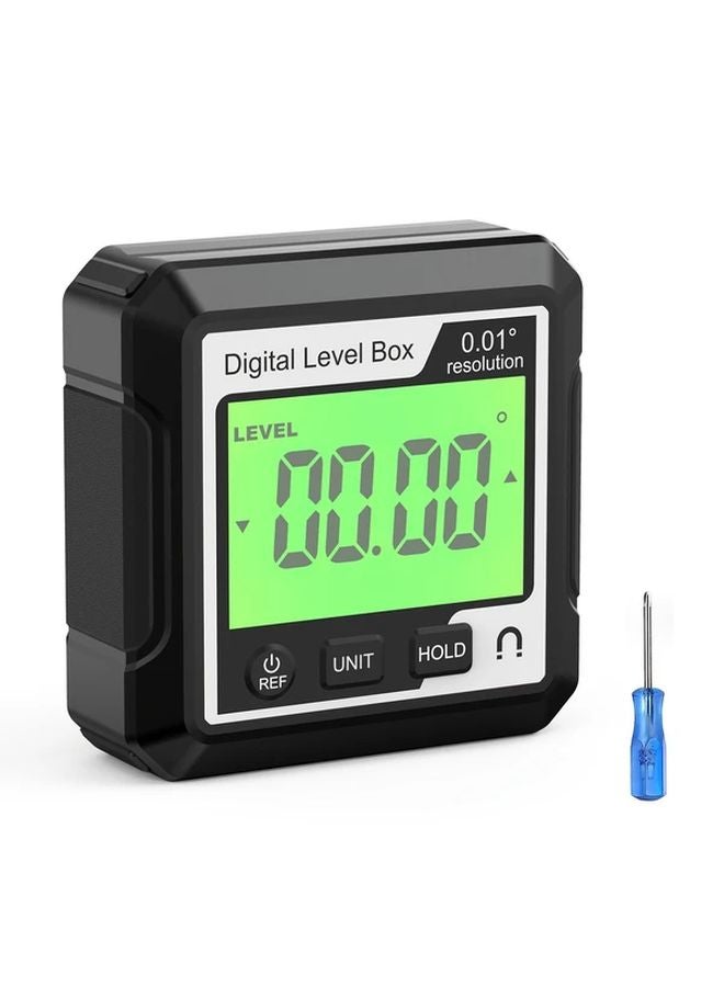 مستوى رقمي مغناطيسي بشاشة LCD مضاءة خلفياً 0.01 دقة أداة قياس الزاوية أسود - Image 2