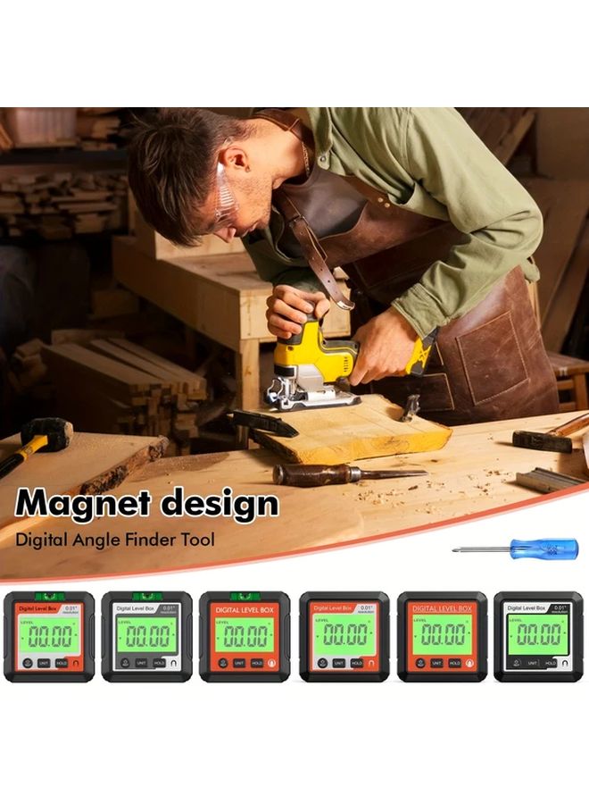 مستوى رقمي مغناطيسي بشاشة LCD مضاءة خلفياً 0.01 دقة أداة قياس الزاوية أسود - Image 3