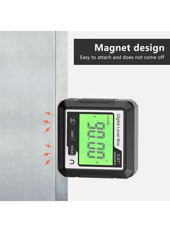 مستوى رقمي مغناطيسي بشاشة LCD مضاءة خلفياً 0.01 دقة أداة قياس الزاوية أسود - Image 4
