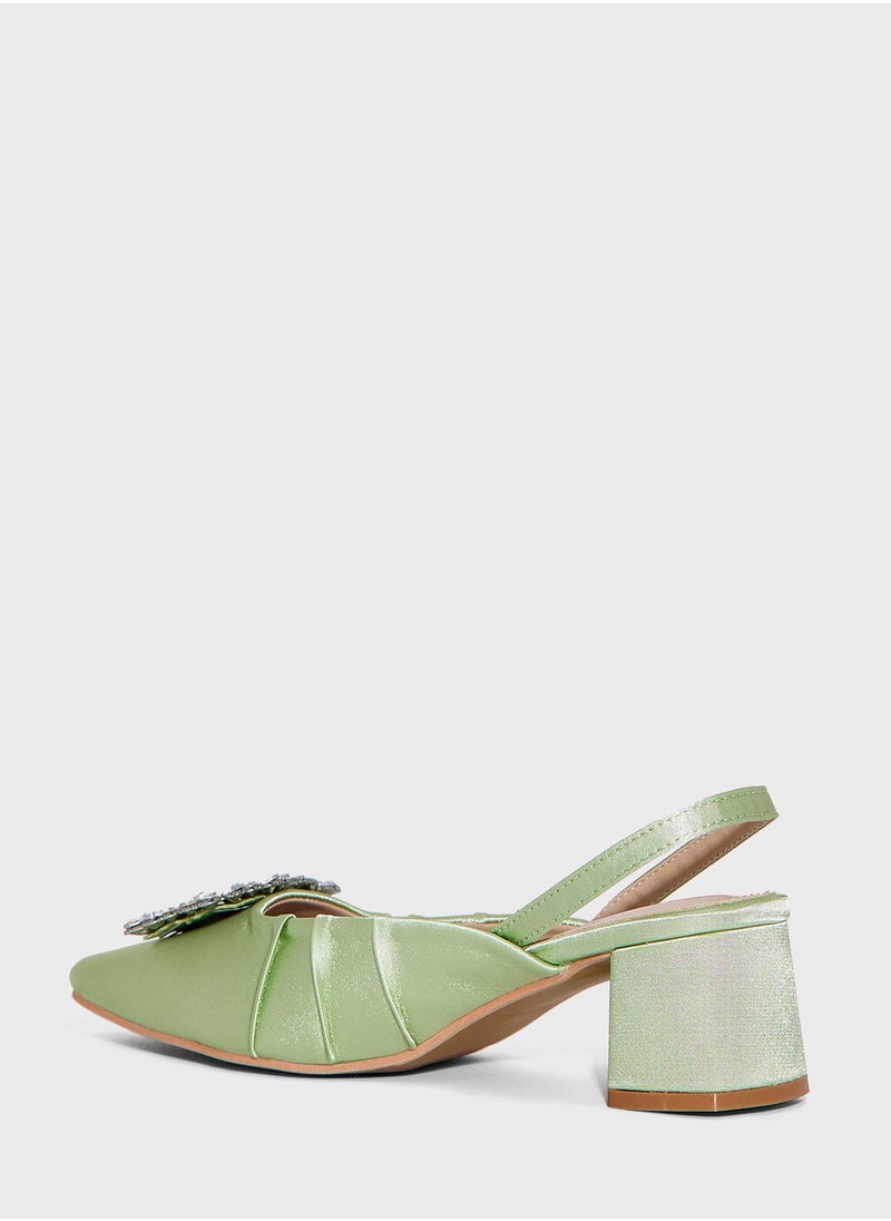 Ella Limited Edition - Silk Embellished  Heeled Mule - Image 1