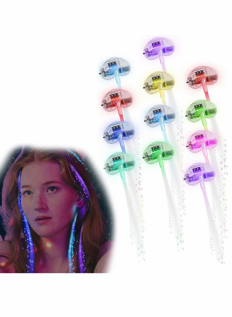 Excefore أضواء LED للشعر، 12 قطعة من مشابك الشعر المضيئة المصنوعة من الألياف البصرية LED، ألعاب مضيئة LED وامضة  - Image 1