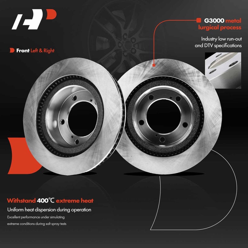 A-Premium 13.92 inch (353mm) Front Vented Disc Brake Rotors Compatible with Select Toyota and Lexus Models - Land Cruiser 2016-2021, Sequoia 2008-2021, Tundra 2007-2021, LX570 2016-2020, 2-PC Set - Image 3