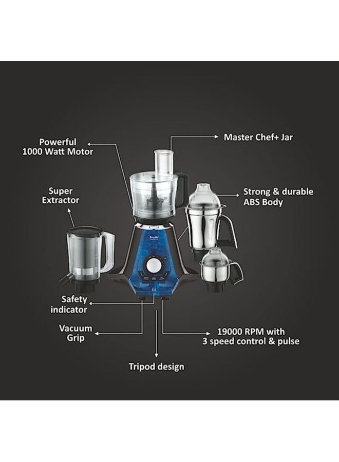 Preethi Mg-255 Mixer Grinder, 4 Jars - Super Extractor Juicer Jar, Master Chef Food Processor Jar 1000 W Zodiac 2 Black - Image 3
