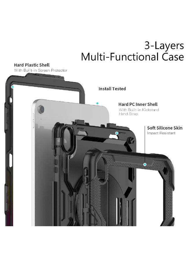 زومي غطاء iPad الجيل العاشر مع واقي شاشة مدمج، غطاء مقاوم للصدمات ومتينة مع حامل قلم، حزام كتف وحزام يد دوار/حامل لجهاز iPad 10.9" الجيل العاشر 2022، أسود - Image 3