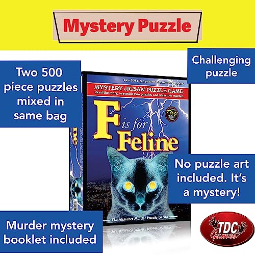 TDC Games Alphabet Mystery Jigsaw Puzzle for Adults, 500 Piece Puzzle Game - F is for Feline - Image 2
