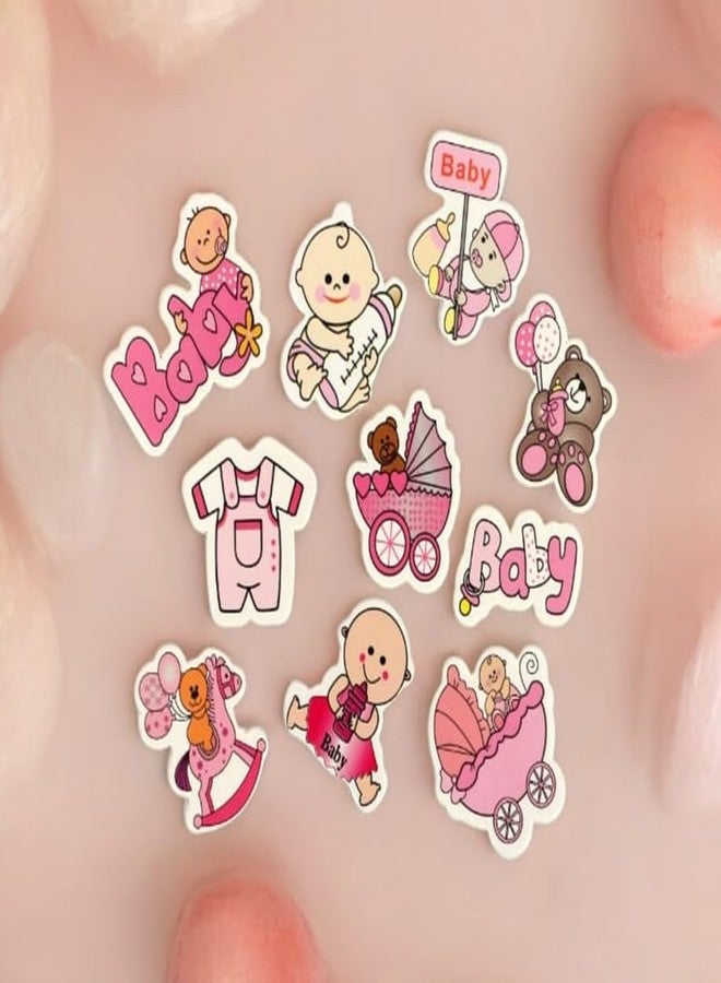Chocozone Baby Girl Decorations for 1st Birthday Decorations for Baby Basket Hampers Baby Shower Decorations Basket 3D Motives for Gift Wrapping Baby Announcement Signs (Pack of 50) - Image 1