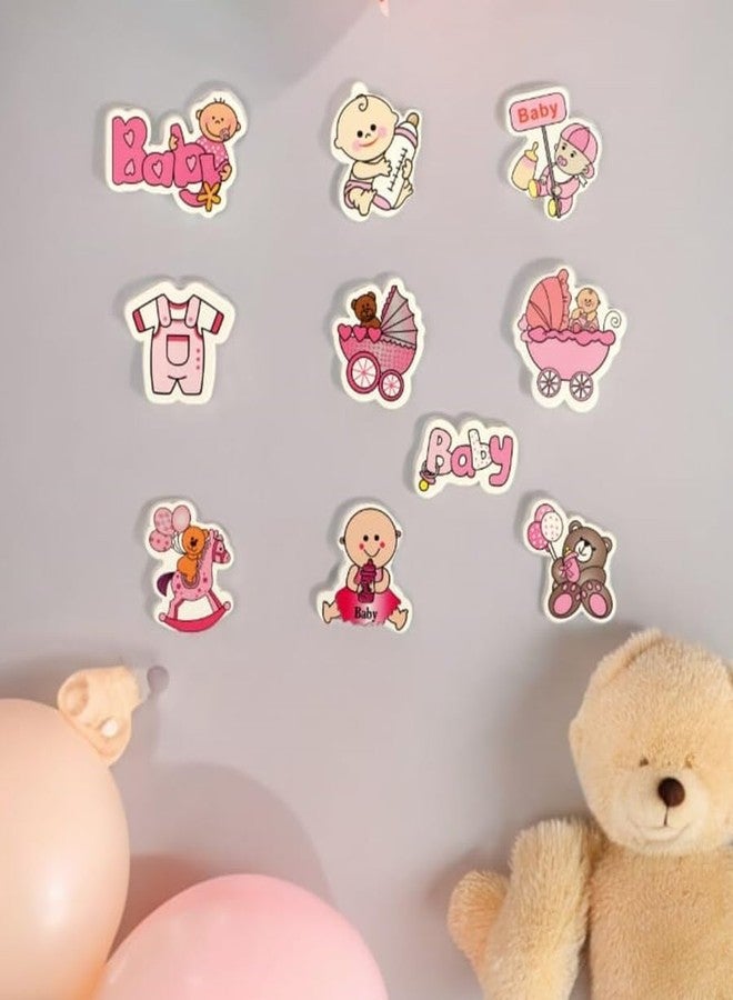 Chocozone Baby Girl Decorations for 1st Birthday Decorations for Baby Basket Hampers Baby Shower Decorations Basket 3D Motives for Gift Wrapping Baby Announcement Signs (Pack of 50) - Image 4