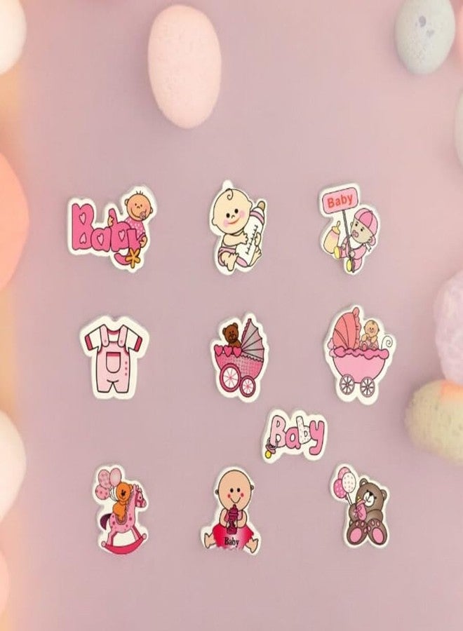 Chocozone Baby Girl Decorations for 1st Birthday Decorations for Baby Basket Hampers Baby Shower Decorations Basket 3D Motives for Gift Wrapping Baby Announcement Signs (Pack of 50) - Image 2
