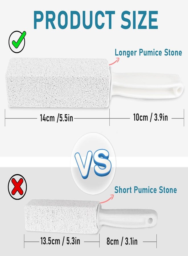 ddLUCK 2 Pack Pumice Cleaning Stone with Handle, Toilet Bowl Cleaner Toilet Brush with Non-Slip Long Plastic Handle for Kitchen/Bath/Pool/Household Cleaning （White） - Image 3