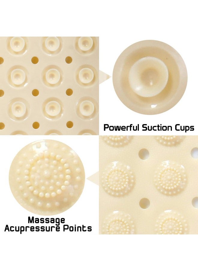 HOKIPO - Ar2825-Bg Pvc Extra Long Bath Tub Antislip Shower Mat With Anti-Skid Suction Cups Drain Holes For Bathroom (100 X 40 Cm, Beige) - Image 1
