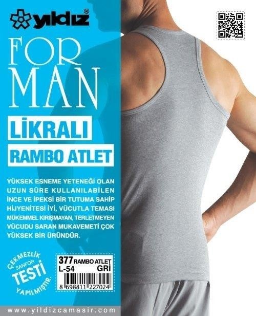 Yıldız 377 Formen Gray Lycra Rambo Undershirt - Image 2