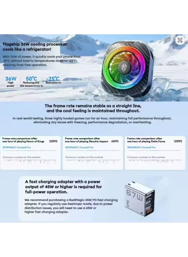 REDMAGIC Cryo Cooler 8 Pro Professional Gaming Cooler with Advanced TEC Cooling Technology and 36W Power – Superior Performance Down to -25°C with Intelligent Control and RGB for Frame Stabilization and Overheating Prevention - Image 4