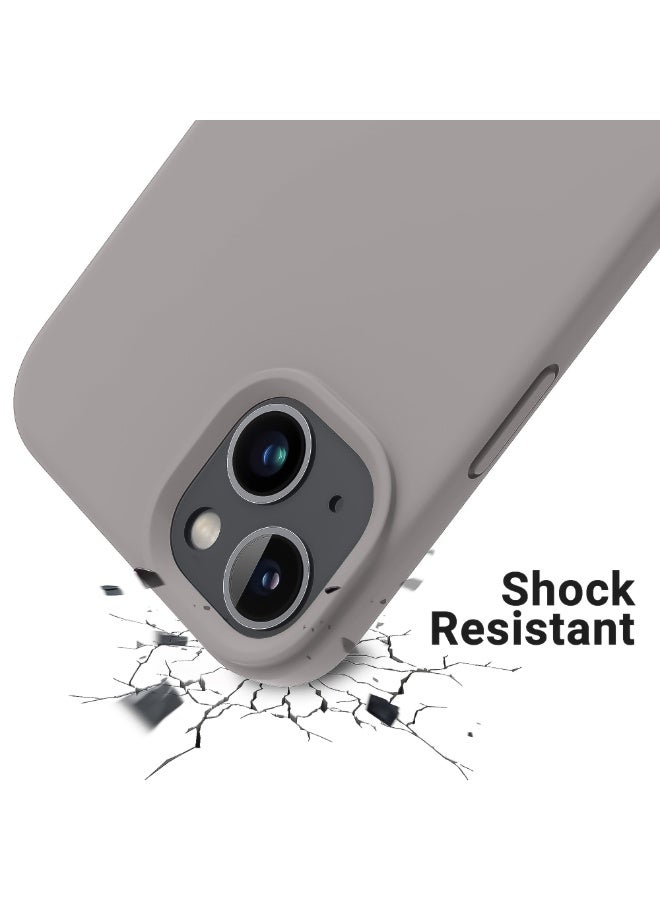Compatible with iPhone 13/14 Case 6.1 Inch Slim Liquid Silicone 4 Layers Soft Gel Rubber Shockproof Protective Phone Case with Anti Scratch Microfiber Lining (Light Grey) - Image 2