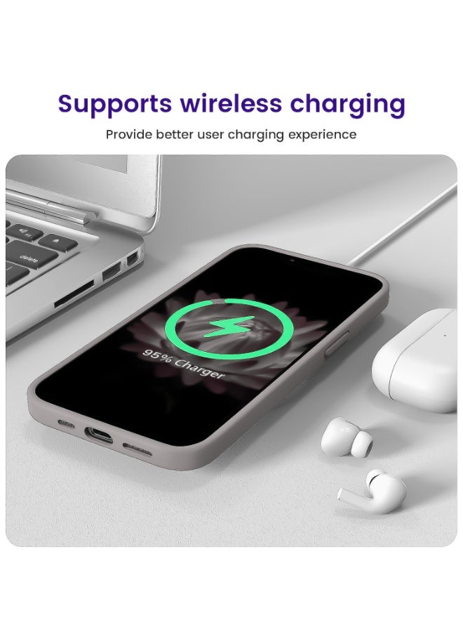 Compatible with iPhone 13/14 Case 6.1 Inch Slim Liquid Silicone 4 Layers Soft Gel Rubber Shockproof Protective Phone Case with Anti Scratch Microfiber Lining (Light Grey) - Image 5